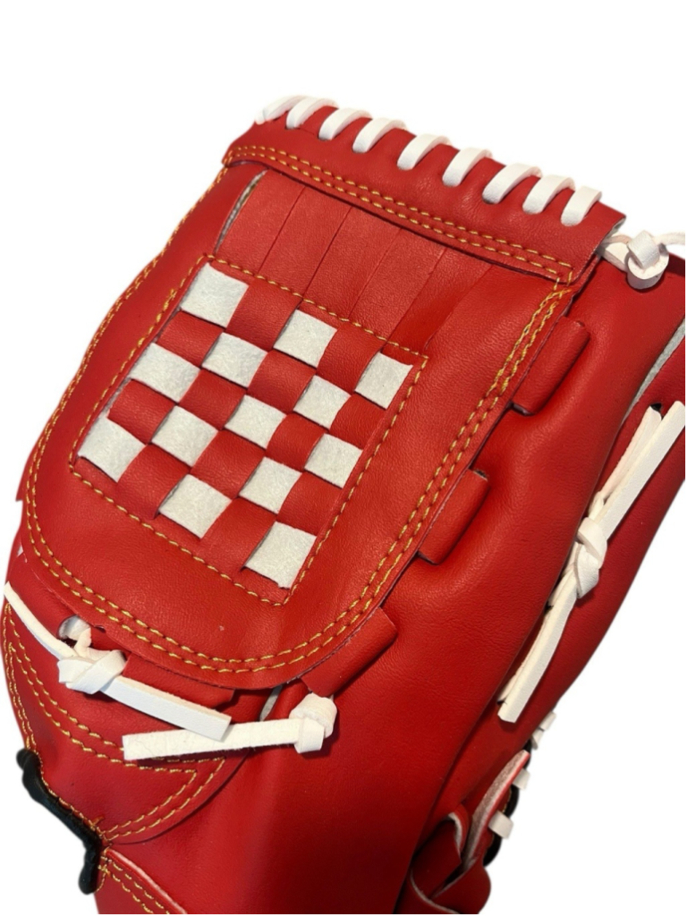 Baseball Glove Size 11.5'' Right Hand Throw Red White Faux Leather T Ball Youth - Picture 6 of 8
